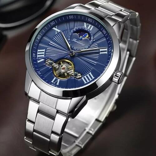 4151 Luxury Moon Phase Stainless Steel Bracelet Tourbillion Mens Automatic Watches for Man Fashion Wristwatches