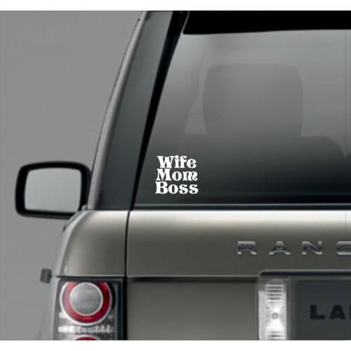 Black/Silver Wife Mom Boss Vinyl Sticker Car Decal Waterproof Sticker Art Bumper Car Window Cool Decor S787