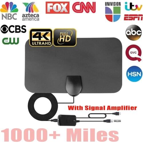 Digital Amplifier Booster 4K Digital TV Antenna Indoor HDTV 1080P HD TV Antenna Booster Long Range 200 Miles Adjustable Signal