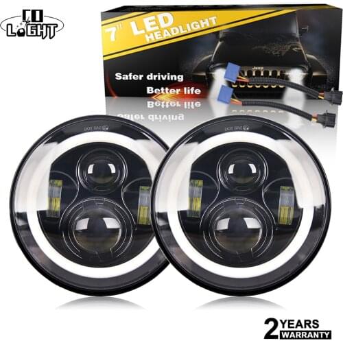CO LIGHT 7"Headlight Auto Led Headlight for 4x4 UAZ Lada Niva White Yellow Angel Eye H4 H13 Hi Lo Beam 6000K 50W 30W 10-30V