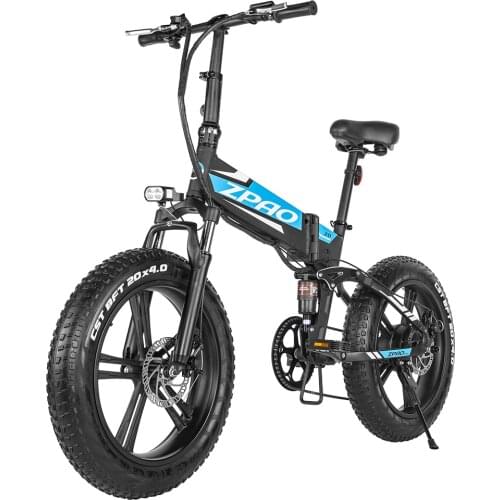 Zpao Electric Bike 500/750W Fat Tire 20x4.0 Inches Folding E Bike 48V 12.8Ah Lithium Battery Front and Rear Suspension Bicycle