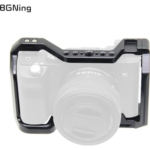 Aluminum Alloy Formfitting Full Dslr Camera Cage for Sony A7C with 1/4"-20 & 3/8" Threads & Cold Shoe Mounts Light Weight