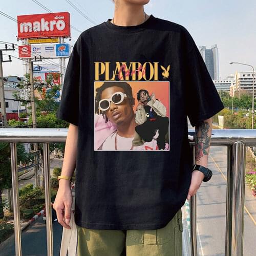 High Quality Vintage Playboi Carti Vintage 90s Oversized Print Men T Shirt O-neck Casual Cotton T-shirt Man Woman Tees Tops