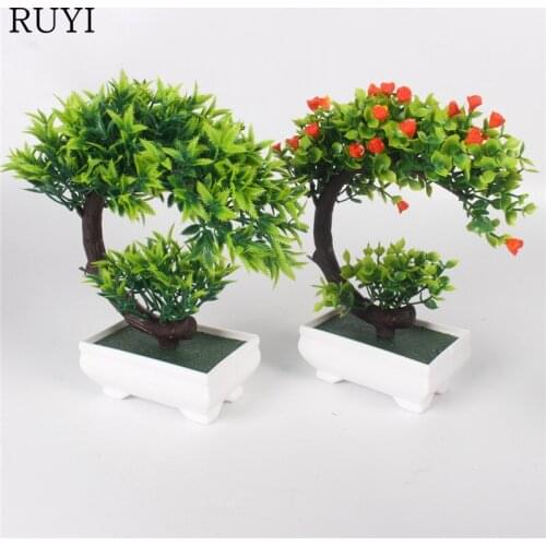 Simulation 1 set tree potted plants small bonsai home desktop artificial green planting flowers decoration floral creative gift