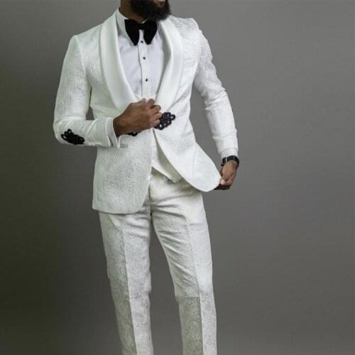 Classic Wedding Mens Suits Custom Groom Tuxedos Shawl Lapel Three Piece (Jacket +Vest+Pants) Male Blazer Prom Party Dinner