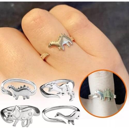 Dinosaur Rings Long-necked Dragon Stegosaurus Jewelry Toy Cute Animal Open Adjustable Ring Gift for Women Rings