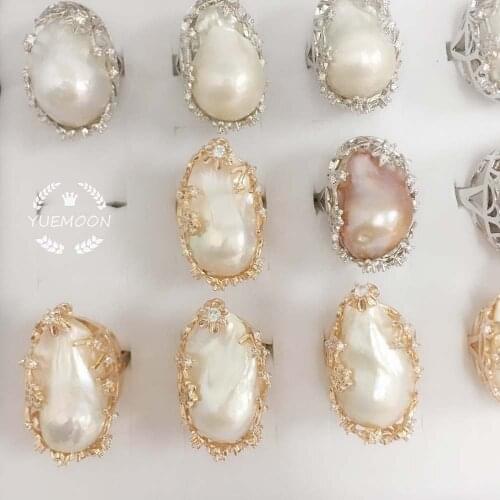 100% NATURE FRESHWATER PEARL RING, big baroque shape pearl ring .20 x 30 mm pearl