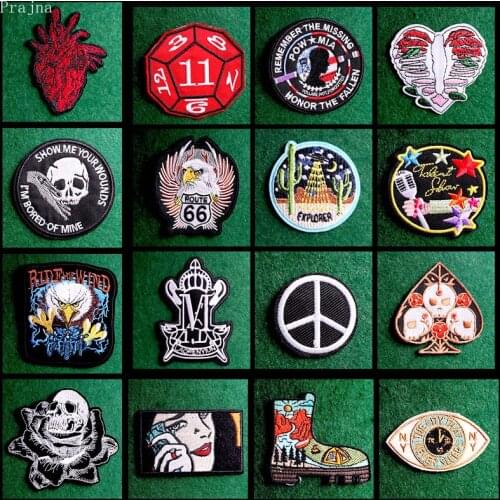 2Pcs Punk Skull Patch Iron On Patches On Clothes Skeleton Applique Embroidered Patches For Clothing Thermoadhesive Patches Badge