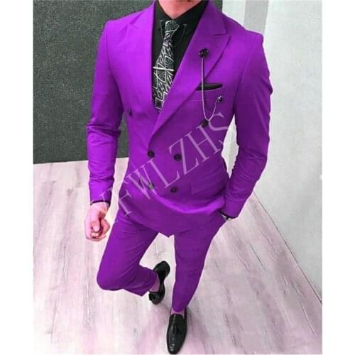 Handsome Double-Breasted Groomsmen Peak Lapel Groom Tuxedos Wedding Dress Men Suits Blazer Prom Dinner (Jacket+Pants+Tie) K527