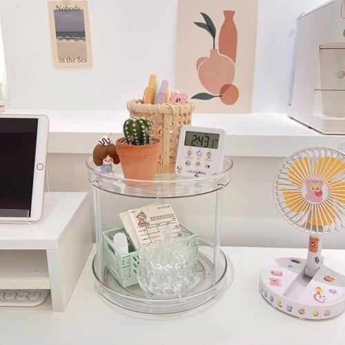 Cutelife Nordic Round Acrylic Rotating Storage Shelf Home Organization Room Accessories Shelf Kitchen Bathroom Decorative Shelf