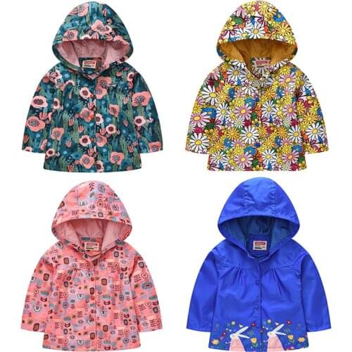 Infant Kids Clothes Girls Jackets Children Hooded Windbreaker Baby Fashion Print Coat Waterproof Outerwear For Girls Clothes