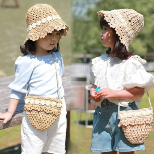 Summer lovely, innocent, elegant, quiet, lively, pure and frank, incomparable Baby Hat, small daisy bag hat, 2-piece set