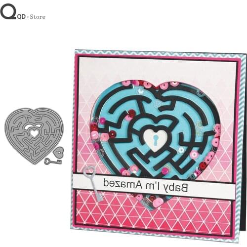 Love Heart Maze Key Cutting Dies Stamps Dies Scrapbooking Mold Cut Handmade Tools DIY Craft Decoration Metal Die Cuts New 2020