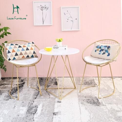 Louis Fashion Furniture Sets Modern Simple Backrest Leisure Small Round Table Chair Combination