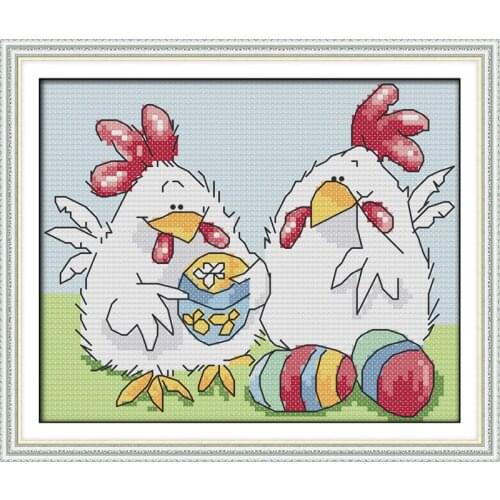 Joy Sunday Needlework DIY Cross stitch Sets For Embroidery kits Easter egg chicken pattern home decor Counted Cross-Stitching