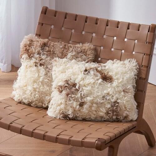 Natural Curly single side fur decorative sofa pillow case genuine Tigrado sheepskin fur cushion without stuff
