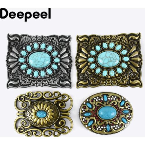 2021 New Deepeel 1pc ID40mm Vintage Embossed Stone Decorative Belt Smooth Buckle Fashion Sewing Belts Metal Buckles Accessories