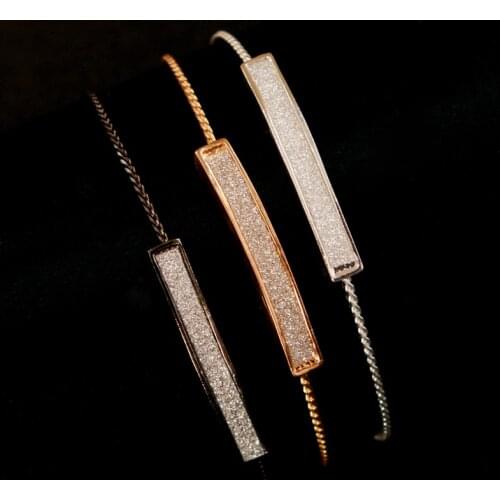 New Women Adjustable Bracelet Captivate Bar Slider Brilliant Bangle For Girls crystal Fashion Bangle Jewelry Gift