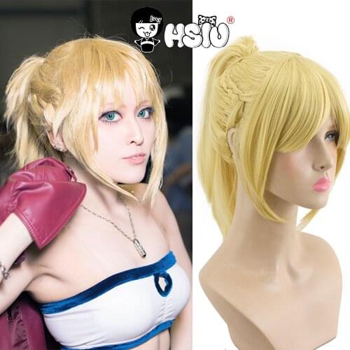 HSIU High Quality Mordred Cosplay Wig Fate/Apocrypha Costume Play Woman Adult Wigs Halloween Anime Game Hair