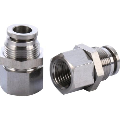 1/4" 1/2" BSP Female x 6/8/10/12mm Press Fit Push In Bulkhead Connnector Air Pneumatic 304 Stainless Panel Install Homebrew