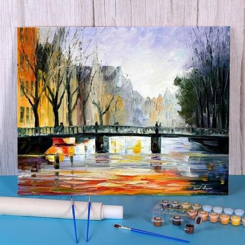 Oil Painting Style Amsterdam Coloring By Numbers Painting Package Oil Paints 40*50 Picture By Numbers Photo Wall Handiwork