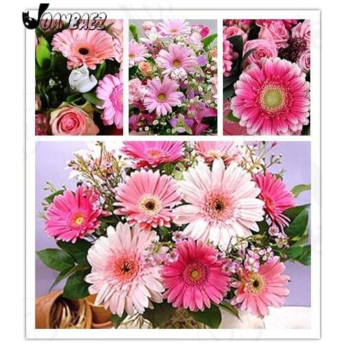 Pink Flower Diamond Painting Chrysanthemum 5D Diy Wall Art Diamond Embroidered Mosaic Inlaid Room Decoration Gift