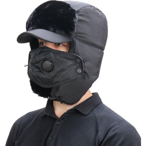 2020 new fashion brim Lei Feng hat outdoor cold mask ear cap thickened Plush winter warm snow cap