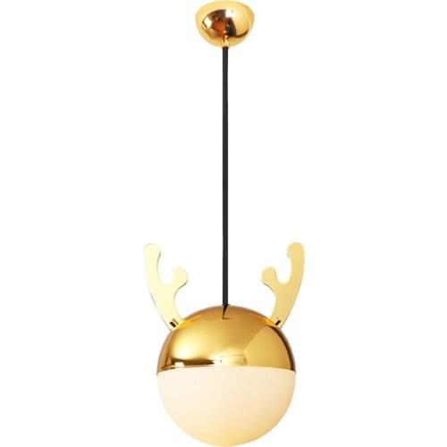 Nordic White Glass Antlers Electro-plated Pendant Lights Childrens Room Living Room Bedroom Cartoon Front Desk Pendant Lamps