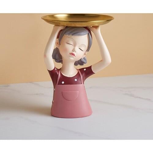 Resin Abstract Girls Statue Art Crafts Sculpture Key Makeup Organizer Storage Tray Desktop Living Room Bathroom Ornament