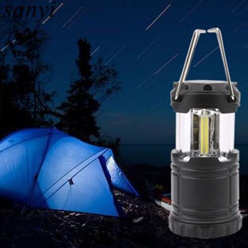 LED Portable Lantern Collapsible Tent Lamp Waterproof Outdoor Camping Hiking Light Powered 3 AA