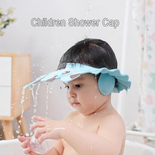 Waterproof Children Shower Cap Baby Shampoo Bathing Hat Kids Wash Hair Shield EVA Foam Board Ear Protect Adjustable Size