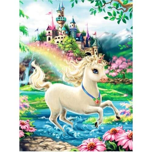 Castles and Unicorns Diamond Painting Cartoon Animal Round Full Drill Nouveaute DIY Mosaic Embroidery 5D Cross Stitch Home Decor