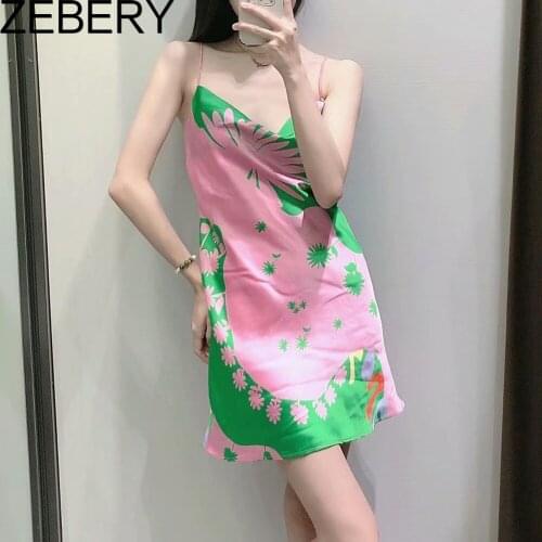 ZEBERY E-girl 2021 Summer Dress Women Printed Short Sling Dresses Chic Lady Fashion Casual Sundress Women