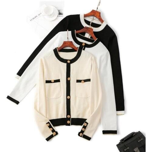 WWENN Womens Cardigan Knitted Korean Fashion Patchwork Sweater for Women Winter Long Sleeve Casual Knitwear Coats Vintage