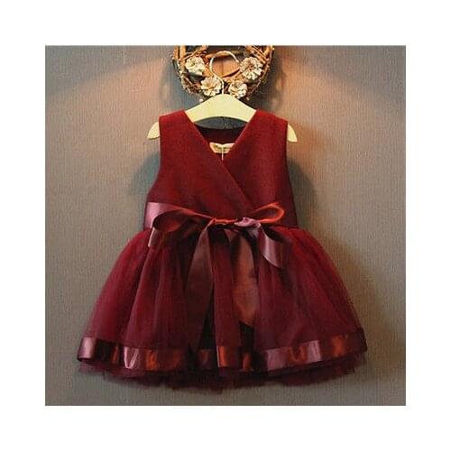 2017 New Kids Baby Princess Girls Dress Party Tulle Bow Gown Brief Cute Formal Fashion mini dress 2 3 4 5 6 7 Years