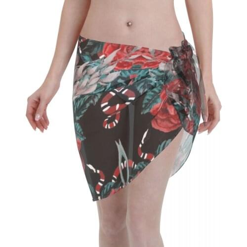 2021 Women Swimwear Pareo Scarf Bikini Cover-Ups Wrap Kaftan Sarong Beach Sexy Skirts Flowers And Snakes Swimsuit Cover-Ups