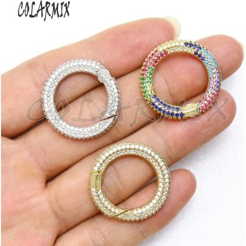 5pcs Round Zircon clasp pendants round Clip Lock accessories for jewelry making mix colors fashion jewelry for women 50945