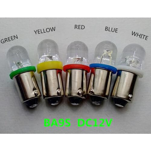 5pcs DC12V LED T9 led 12v BA9S red show wide light DC12V ba9s yellow instrument light fog led ba9s 12v blue ba9s DC12v green