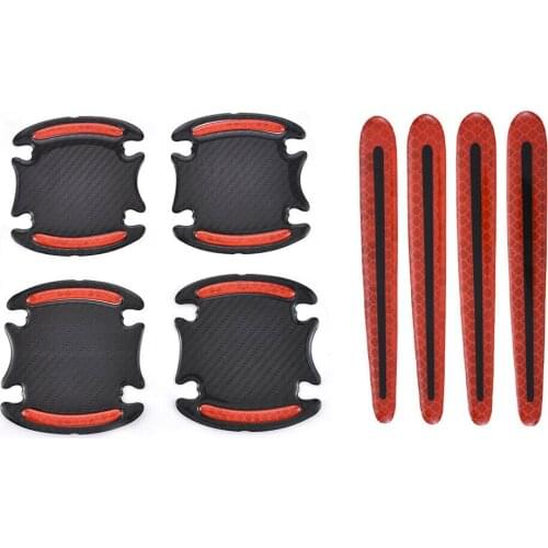 8pcs/Set Reflective Car Stickers Universal Anti-scratch Strip Door Handle Bowl Cover Car Exterior Protection Accessories