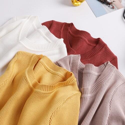 AECU Sweater Female Winter Knitted Pullovers O Neck Long Sleeve Knitted Jumpers For Women Sweater Mujer Pull Femme Hiver