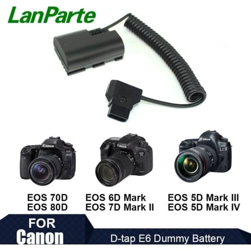 Lanparte D-tap E6 Fixed Voltage Dummy Battery Pack for Canon 70D 6D Mark II IV 5D Mark II Camera
