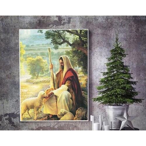 Diamond Painting New Full Diamond Framed 5D Living Room Christian Jesus Shepherd Emmanuel Cross Stitch XN1484