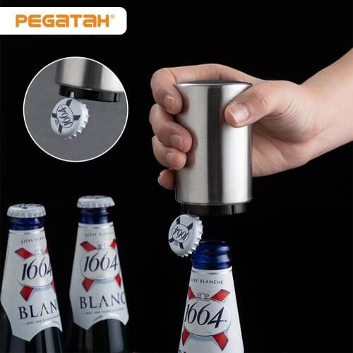 Automatic Beer Bottle Opener With Magnet Kitchen Accessories Beer Soda Cap Red Wine Bottle Opener Bar Kitchen Tool