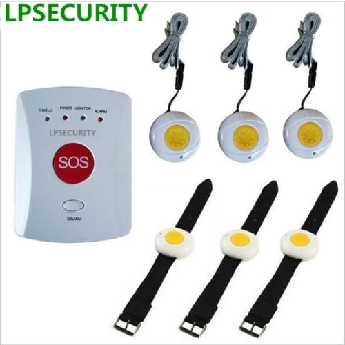 LPSECURITY Home use wireless security emergency calling medical alert system for elderly with 1 TO 6pcs panic buttons