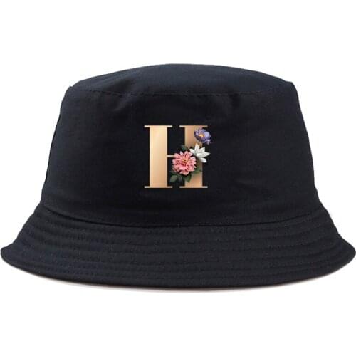 26 letter flowers pattern baseball cap peaked hat fisherman hat sports outdoor sunshade breathable striped elastic women/men hat