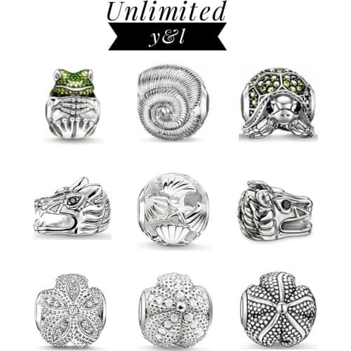 Tortoise/Frog/Starfish/Dragon/Conch Charm Beads 925 Sterling Silver Fashion Jewelry Accessories Fit Bracelets Necklaces Chain