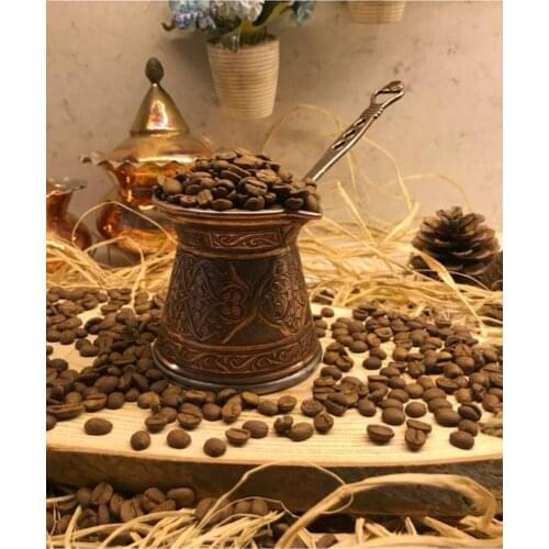 Metal Pattern Cast Iron Coffee Pot 4 Person - Coffee Makers Compatible with Magnetic Stoves