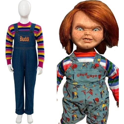 Childs Play Cosplay Chucky Costume Charles Lee Ray Buddi Doll Outfit for Kids Halloween Party Cosplay Costume Boys Girls