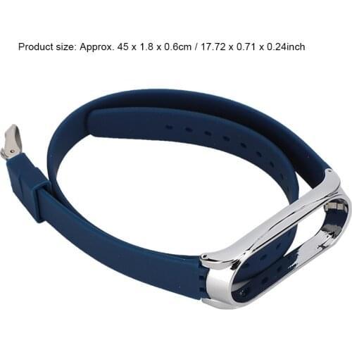 REXLIS Metal Buckle Shell Long Silicone Strap Wristband for Xiaomi Smart Bracelet 3/4 (Blue)
