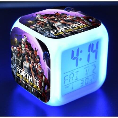 Game Fortnite Alarm Clock Kids Wake Up Light Digital Alarm Clock Child Toy LED Fortress Clock Color Changing Table Wekker